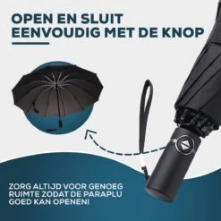 Stormparaplu - Opvouwbaar - 105 CM - Paraplu - Automatisch In En Uit Klapbaar - Stormbestendig Tot 140 Km/h - Luxe Beschermhoes -Buiten Kampeer Aanbieding 1200x1200 1155