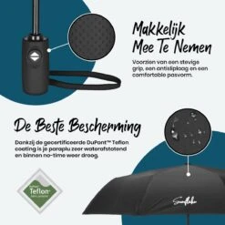 Sunflake Stormparaplu Opvouwbaar - Stormbestendig Tot 140km/u - Automatisch Uitklapbaar - Incl. Beschermhoes En Reisetui - Zwart -Buiten Kampeer Aanbieding 1200x1200 1177