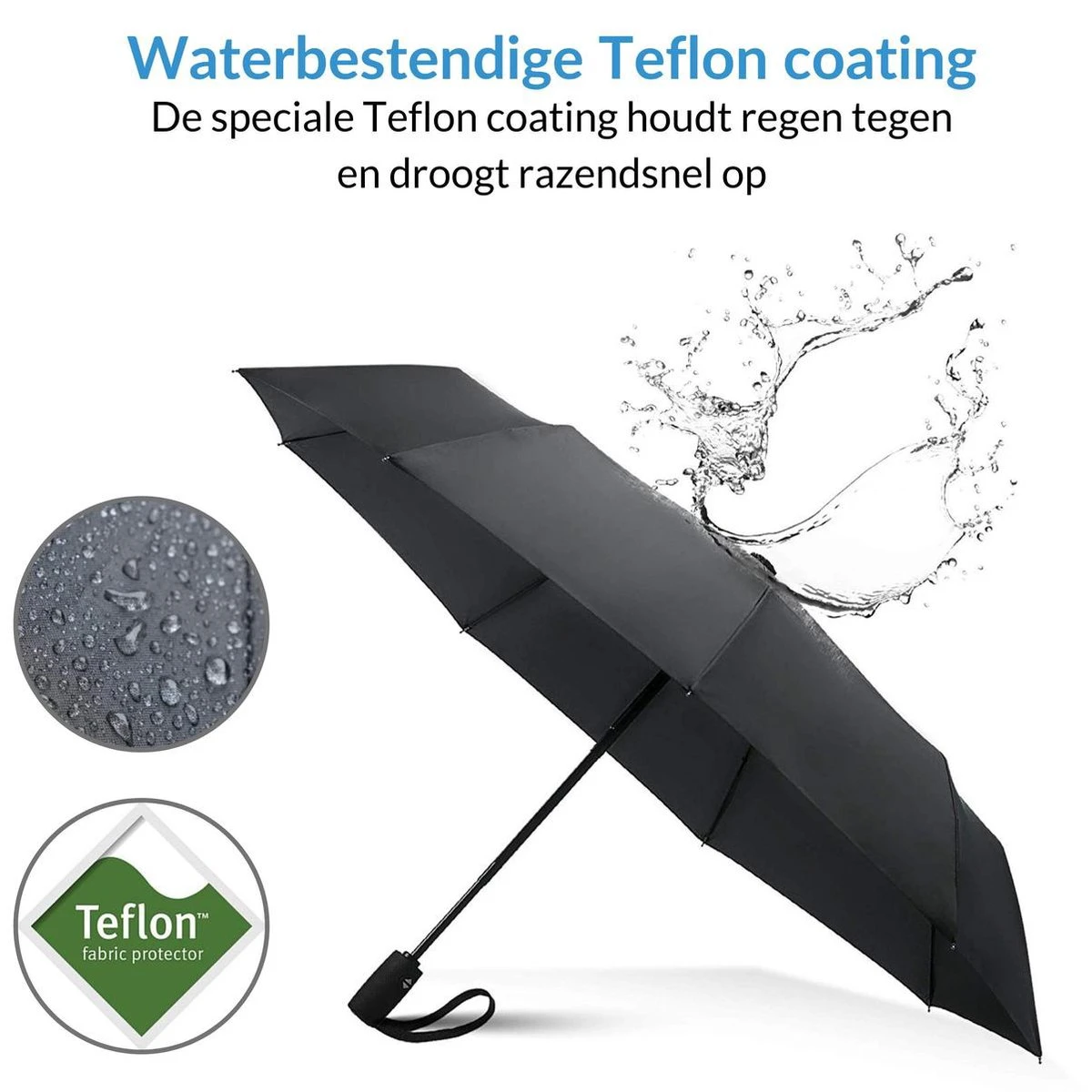 Volcan Stormparaplu Opvouwbaar - Stormparaplu's - Inklapbaar - Ø 105 Cm - Windproof Tot 100km P/u - Grote Paraplu - Automatisch - Zwart 3 Volcan Stormparaplu Opvouwbaar - Stormparaplu's - Inklapbaar - Ø 105 Cm - Windproof Tot 100km P/u - Grote Paraplu - Automatisch - Zwart - Afbeelding 3