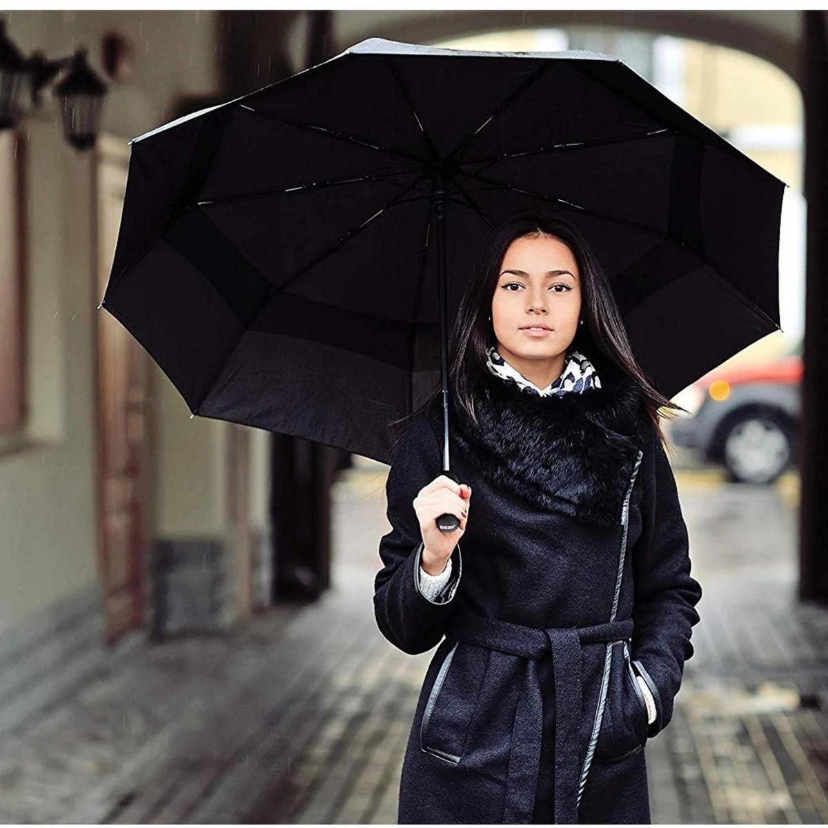 Volcan Stormparaplu Opvouwbaar - Stormparaplu's - Inklapbaar - Ø 105 Cm - Windproof Tot 100km P/u - Grote Paraplu - Automatisch - Zwart 7 Volcan Stormparaplu Opvouwbaar - Stormparaplu's - Inklapbaar - Ø 105 Cm - Windproof Tot 100km P/u - Grote Paraplu - Automatisch - Zwart - Afbeelding 7