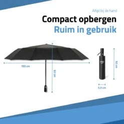 GOAT Outdoor® Stormparaplu - Paraplu - Opvouwbaar - Windproof Tot 100kmp/u - ⌀ 105 Cm - Paraplu - Zwart -Buiten Kampeer Aanbieding 1200x1200 1196