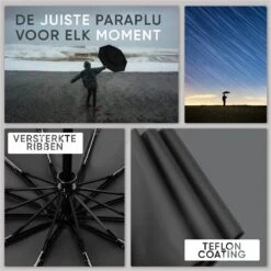 Stormparaplu Opvouwbaar - Paraplu - Automatische Stormparaplu - Tot 110km P/u Windproof - 12 Ribben -Buiten Kampeer Aanbieding 1200x1200 1212