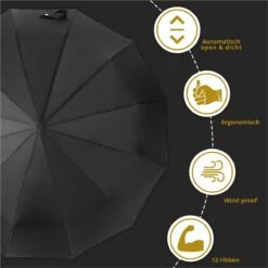 Stormparaplu Opvouwbaar - Paraplu - Automatische Stormparaplu - Tot 110km P/u Windproof - 12 Ribben -Buiten Kampeer Aanbieding 1200x1200 1213