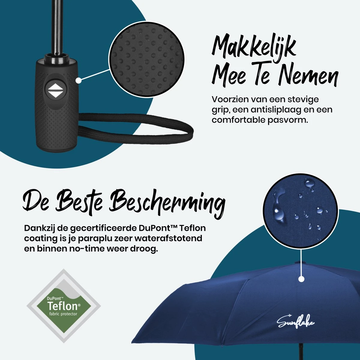Sunflake Stormparaplu Opvouwbaar - Stormbestendig Tot 140km/u - Automatisch Uitklapbaar - Incl. Beschermhoes En Reisetui - Blauw 5 Sunflake Stormparaplu Opvouwbaar - Stormbestendig Tot 140km/u - Automatisch Uitklapbaar - Incl. Beschermhoes En Reisetui - Blauw - Afbeelding 5