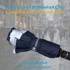 Stormparaplu - Paraplu - Opvouwbaar - Reflecterend - Automatisch Omgekeerd Uitklapsysteem - Windbestendig Tot 140 Km/h - Incl. Luxe Beschermhoes -Buiten Kampeer Aanbieding 1200x1200 1235