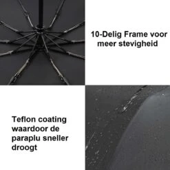 Paraplu - Stormparaplu - Automatisch Uitklapbaar - Opvouwbaar - Zwart - 110 Cm XL - Open En Dicht Knop - Stormbestendig Tot 140 K/m -Buiten Kampeer Aanbieding 1200x1200 1274