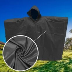 Regenponcho / Fietsponcho Herbruikbaar Voor Volwassenen ( Dames En Heren ) - 200x110cm - 100% Ripstop Polyester - Zwart -Buiten Kampeer Aanbieding 1200x1200 1361