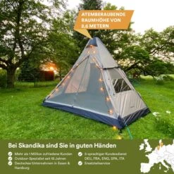 Skandika Tipi Kotona Air Opblaasbare Tent – Opblaasbare Tenten - 4 Persoons Tipi Tent – Tenten - Campingtent – Ingenaaide Tentvloer – Muggengaas – 260 Cm Stahoogte – 490 X 370 X 260 (L X B X H) – Outdoor, Camping, Tuin – Luchttent - Kamperen - Beige -Buiten Kampeer Aanbieding 1200x1200 155