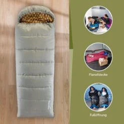 Skandika Dundee Flannel-R Slaapzak – Slaapzakken – Slaapzakken Volwassen - Maat M – Unisex - Katoen, Luxe Kwaliteit, Dubbele Slaapzak, 3 Seizoenen, Tot -20°C - 220 X 80 Cm - Outdoor Kampeerslaapzak – Ritssluiting Rechts - Grijs/geel -Buiten Kampeer Aanbieding 1200x1200 343