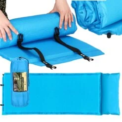 Springos Slaapmat | Zelfopblazend | 186 Cm | Inclusief Hoes & Hoofdkussen | Lichtblauw -Buiten Kampeer Aanbieding 1200x1200 373