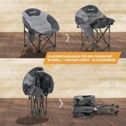 Skandika Moonchair Sirkka – Campingstoelen – Klapstoel – Vouwstoel – Kampeerstoel - Grote, Comfortabele, Campingstoel Opvouwbaar, Gepolsterd, Koelvak, Drinkhouder, Draaggreep En Draagtas, Antislipvoetjes - Max. 150 Kg – Zwart/grijs -Buiten Kampeer Aanbieding 1200x1200 490
