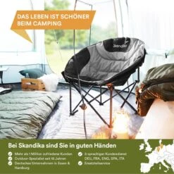 Skandika Moonchair Sirkka – Campingstoelen – Klapstoel – Vouwstoel – Kampeerstoel - Grote, Comfortabele, Campingstoel Opvouwbaar, Gepolsterd, Koelvak, Drinkhouder, Draaggreep En Draagtas, Antislipvoetjes - Max. 150 Kg – Zwart/grijs -Buiten Kampeer Aanbieding 1200x1200 492