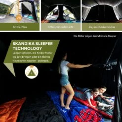 Skandika Nimbus Sleeper 12 Tent – Koepeltenten – 12 Persoons Familietent - Campingtent – Muggengaas – Sleeper Technology (3 Extra Donkere Slaapcabines) – 760 X 630 X 215 Cm (LxBxH) – 5000 Mm Waterkolom – Camping, Tuin – Kamperen – Blauw/wit -Buiten Kampeer Aanbieding 1200x1200 55