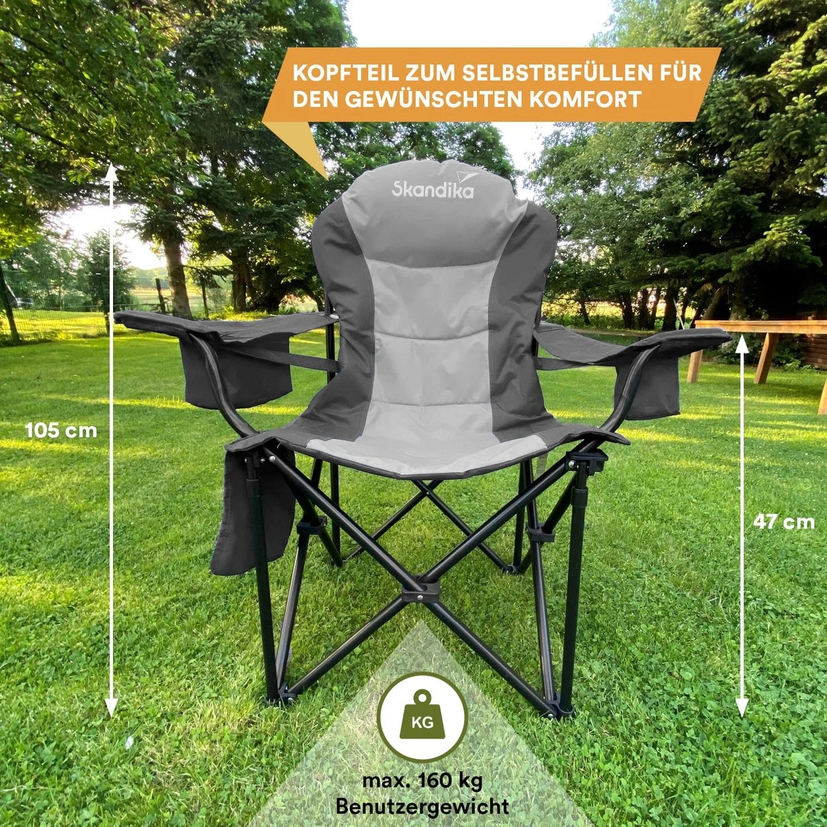 Skandika Relax Comfort Campingstoel - Campingstoel Opvouwbaar - Comfortabele Klapstoel Met Drinkhouder En Koelvak, Tot Max. 160 Kg, Opvouwbaar, Lichtgewicht | Vouwstoel Voor Kamperen, Camping, Festival, Vissen – Grijs 7 Skandika Relax Comfort Campingstoel - Campingstoel Opvouwbaar - Comfortabele Klapstoel Met Drinkhouder En Koelvak, Tot Max. 160 Kg, Opvouwbaar, Lichtgewicht | Vouwstoel Voor Kamperen, Camping, Festival, Vissen – Grijs - Afbeelding 7