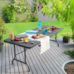 Casaria Tuintafel Opvouwbaar – Met Draaggreep 180x75 Cm – Zwart -Buiten Kampeer Aanbieding 1200x1200 657