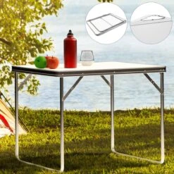 Merkloos Aluminium Inklapbare Tuintafel - Campingtafel - 80x60x68 Cm -Buiten Kampeer Aanbieding 1200x1200 669