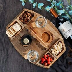 Merkloos Houten Outdoor Wijntafel Draagbare Houten Picknicktafel Mini Campingtafels Met Wijnglas Houder Voor Tuin Outdoor Camping Picknick Strand - Plataan Hout - Wijn -Buiten Kampeer Aanbieding 1200x1200 686