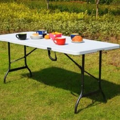 Casaria Tuintafel Opvouwbaar – Met Draaggreep 220x70 Cm – Wit -Buiten Kampeer Aanbieding 1200x1200 694