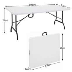 Casaria Tuintafel Opvouwbaar – Met Draaggreep 220x70 Cm – Wit -Buiten Kampeer Aanbieding 1200x1200 696