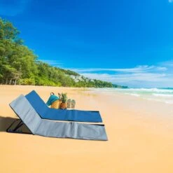 Strandmat Opvouwbaar Met Schouderband - Strandstoel Grijs 145x47x52 -Buiten Kampeer Aanbieding 1200x1200 739