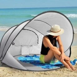 Deryan Luxe Pop Up Strandtent XXL - Anti-UV 50+ - Zilver -Buiten Kampeer Aanbieding 1200x1200 90