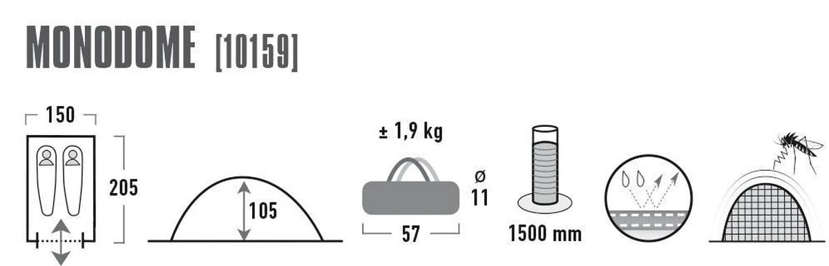 High Peak Monodome Pu Koepeltent - Blauw - 2 Persoons 7 High Peak Monodome Pu Koepeltent - Blauw - 2 Persoons - Afbeelding 7