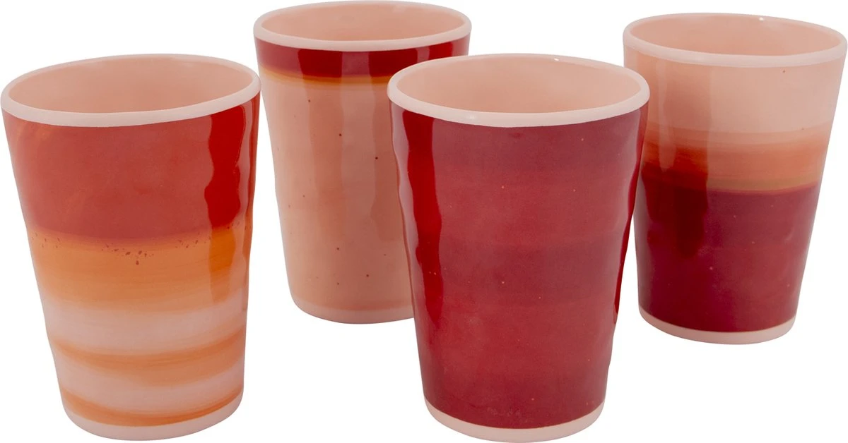 Bo-Camp - Beker - Halo - 400 Ml - 4 Stuks - Terra 1 Bo-Camp - Beker - Halo - 400 Ml - 4 Stuks - Terra