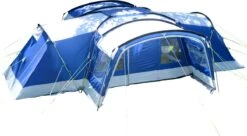Skandika Nimbus Sleeper 12 Tent – Koepeltenten – 12 Persoons Familietent - Campingtent – Muggengaas – Sleeper Technology (3 Extra Donkere Slaapcabines) – 760 X 630 X 215 Cm (LxBxH) – 5000 Mm Waterkolom – Camping, Tuin – Kamperen – Blauw/wit