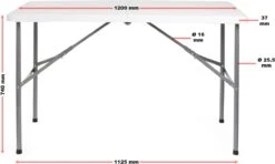 Toboli Klaptafel 120x60x74cm Campingtafel Wit; Bijzettafel, Inklapbare Tafel - Multistrobe -Buiten Kampeer Aanbieding 1200x721 1