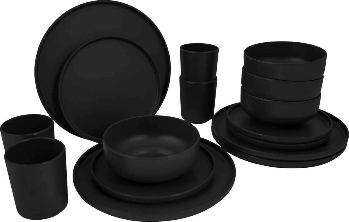 Bo-Camp Industrial - Servies - Patom - 16-Delig - Zwart 1 Bo-Camp Industrial - Servies - Patom - 16-Delig - Zwart