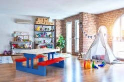 Merkloos Kinder Picknicktafel Met Parasol - Blauw -Buiten Kampeer Aanbieding 1200x800 119