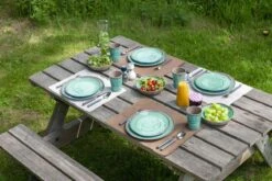 Bo-Camp Servies Halo - 12 Delig Melamine - Aqua -Buiten Kampeer Aanbieding 1200x800 210