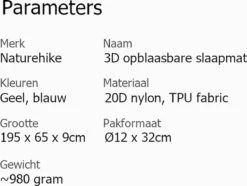 Naturehike® 3D Luchtmatras Premium - Comfortabel R-waarde 2.0 - Extra Dikke Slaapmat - Luchtbed Kamperen - Opblaasbaar Matras - Lichtgewicht - Outdoor - Camping -Buiten Kampeer Aanbieding 1200x906