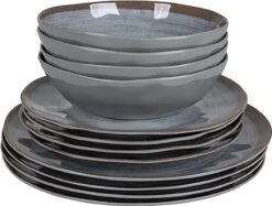 Bo-Camp Servies - Halo - 12-delig - Grijs -Buiten Kampeer Aanbieding 1200x908