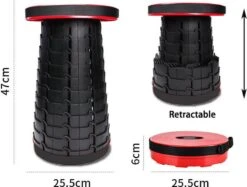 Kampeerkruk - Uitschuifbare Kruk - Rood/Zwart- Tot 120 Kg - Travel Stool - Opvouwbare Campingkruk - Inklapbaar Krukje - Telescopische Kruk - Camping - Outdoor -Buiten Kampeer Aanbieding 1200x910 1