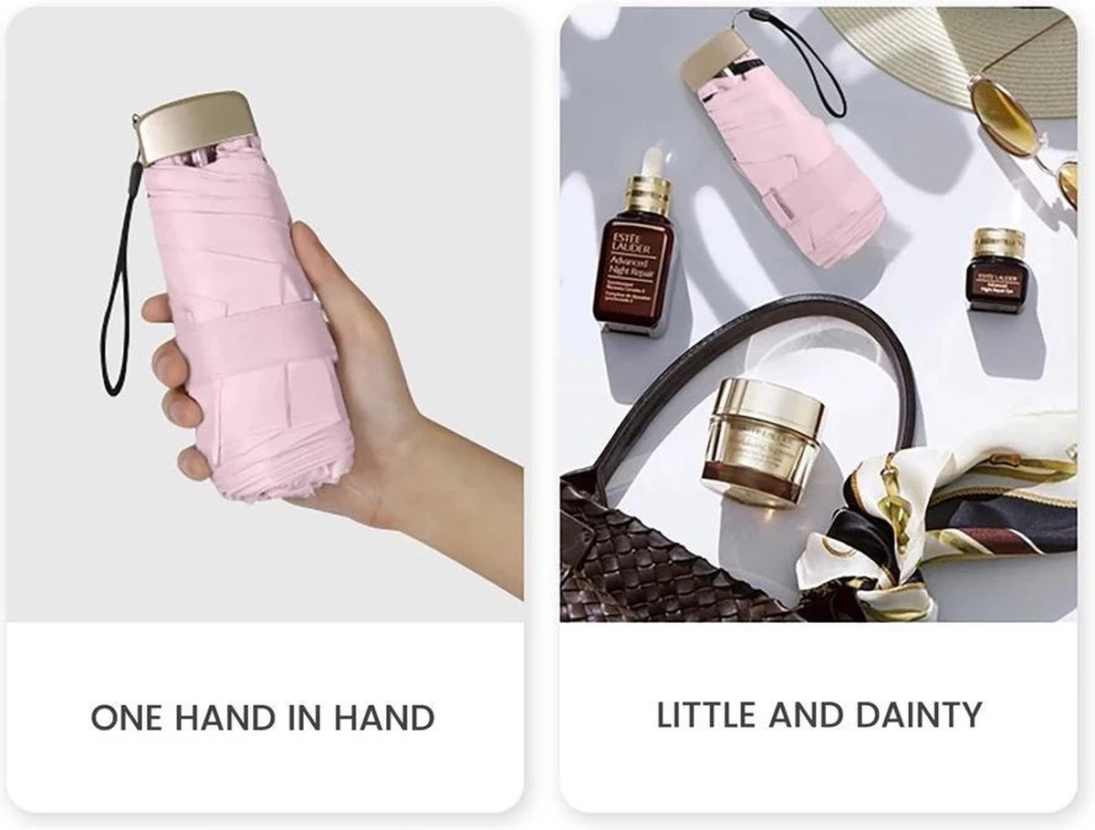 Paraplu Plaza Lichtgewicht Paraplu | Mini Paraplu | Handtas Paraplu | Elegante Licht Roze Paraplu Eco Vriendelijk, Waterdicht En UV Beschermend 3 Paraplu Plaza Lichtgewicht Paraplu | Mini Paraplu | Handtas Paraplu | Elegante Licht Roze Paraplu Eco Vriendelijk, Waterdicht En UV Beschermend - Afbeelding 3