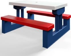 Merkloos Kinder Picknicktafel Met Parasol - Blauw -Buiten Kampeer Aanbieding 1200x944