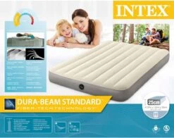 Intex Luchtbedset Intex Luchtbed - Twijfelaar - 137 X 191 X 25 Cm - Beige + Intex Elektrische Pomp - 650 Liter/min + Hoeslaken Zwart + Reparatieset -Buiten Kampeer Aanbieding 1200x950 2