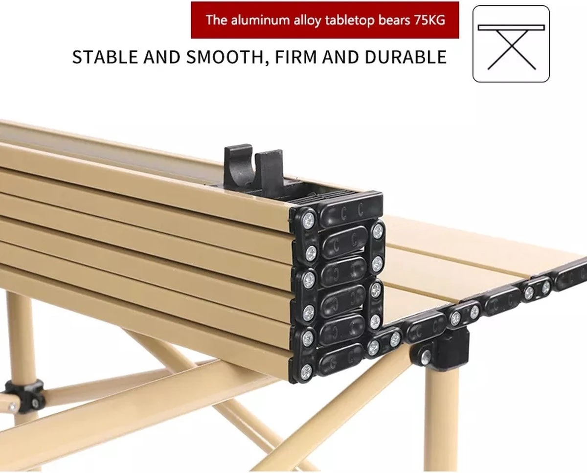 Buxibo - Lichtgewicht Vouwbare Campingtafel - Inklapbaar - Vis/Tuin/Picknick Tafel - Kamperen - Met Opberghoes - Aluminium - Grijs 5 Buxibo - Lichtgewicht Vouwbare Campingtafel - Inklapbaar - Vis/Tuin/Picknick Tafel - Kamperen - Met Opberghoes - Aluminium - Grijs - Afbeelding 5