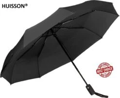 HUISSON Paraplu Stormparaplu Automatisch Uit En Inklapbaar Opvouwbaar Lichtgewicht 330 Gram Windproof Zwart -Buiten Kampeer Aanbieding 1200x975 1