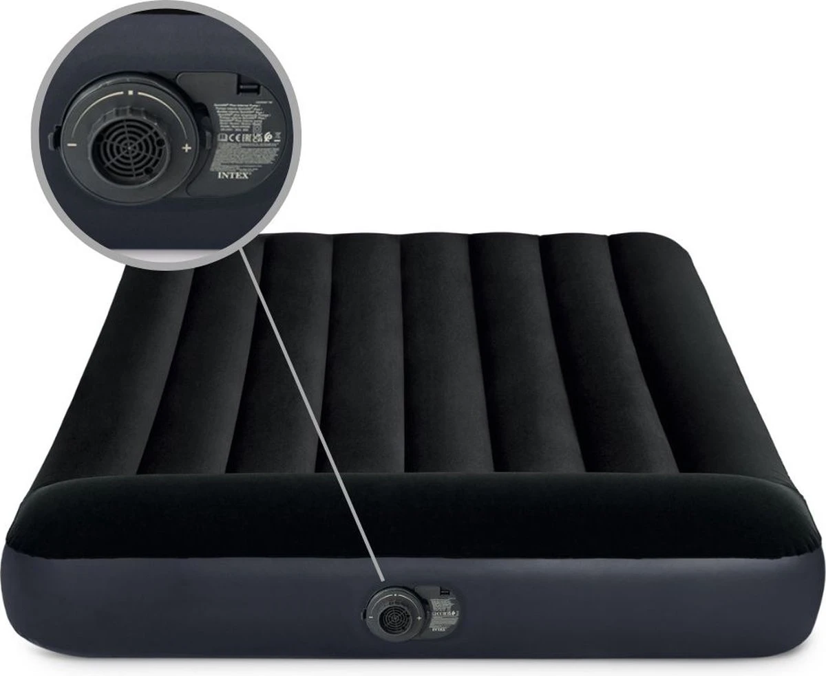 Intex Luchtbed - Twijfelaar - 137 X 191 X 25 Cm - Blauw - Met Ingebouwde Pomp, Hoeslaken Antraciet En Reparatieset 5 Intex Luchtbed - Twijfelaar - 137 X 191 X 25 Cm - Blauw - Met Ingebouwde Pomp, Hoeslaken Antraciet En Reparatieset - Afbeelding 5