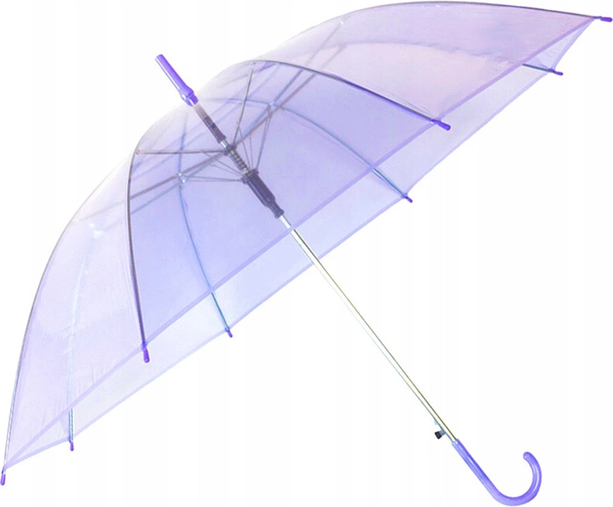 Paraplu - Opvouwbaar - Transparant Paars - Doorzichtige Paraplu - Ø107cm 1 Paraplu - Opvouwbaar - Transparant Paars - Doorzichtige Paraplu - Ø107cm