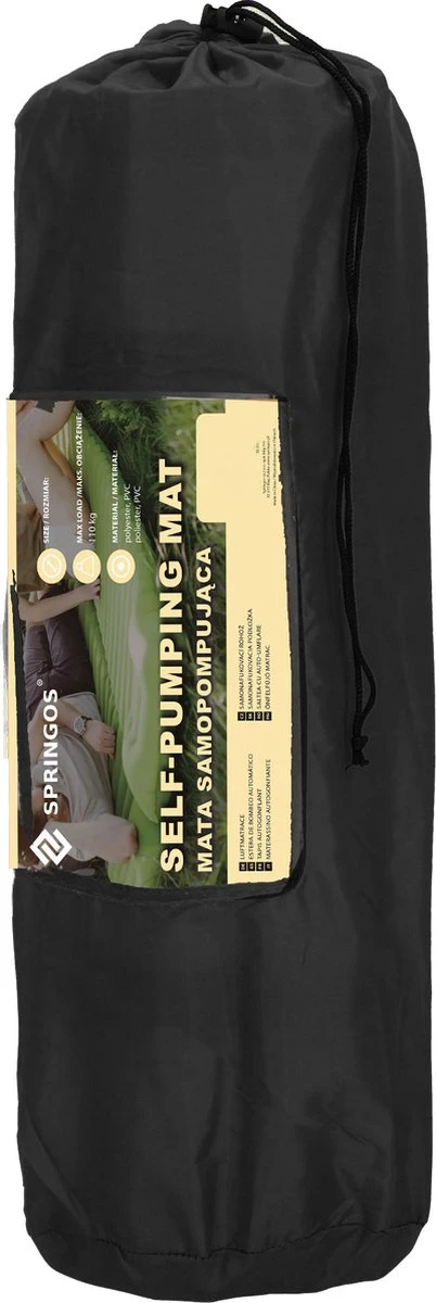 Springos Slaapmat | Zelfopblazend | 180 Cm | Inclusief Hoes | Zwart 15 Springos Slaapmat | Zelfopblazend | 180 Cm | Inclusief Hoes | Zwart - Afbeelding 15