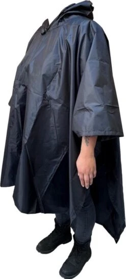 Regenponcho / Fietsponcho Herbruikbaar Voor Volwassenen ( Dames En Heren ) - 200x110cm - 100% Ripstop Polyester - Zwart -Buiten Kampeer Aanbieding 542x1200 3