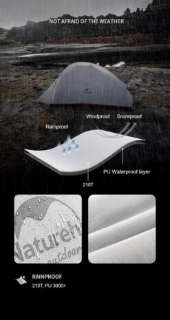 Cloud Up 1 Upgraded - Naturehike® - 1 Persoons Tent - Lichtgewicht Tent - Incl. Grondzeil - 210T 3000mm - Outdoor - Waterdicht - Hiking & Wandelen -Buiten Kampeer Aanbieding 637x1200