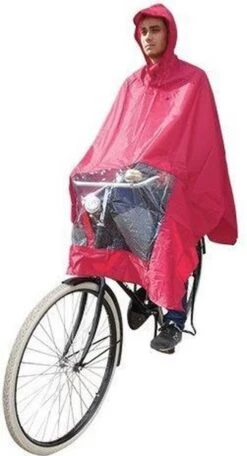 Poncho Regenponcho - Fietsponcho Fiets - Koplampproof Transparant - One Size Unisex Bordeaux - Sport-Plein