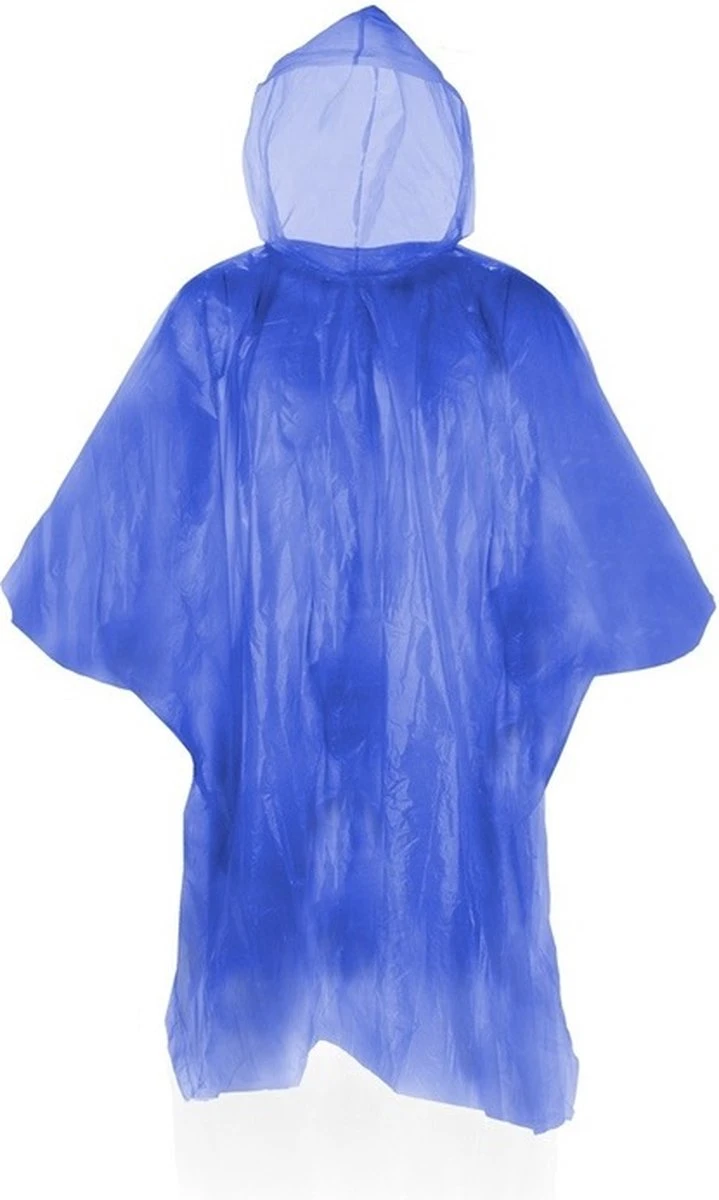 Merkloos 10x Voordelige Wegwerp Regenponcho Voor Volwassenen - Blauw 1 Merkloos 10x Voordelige Wegwerp Regenponcho Voor Volwassenen - Blauw