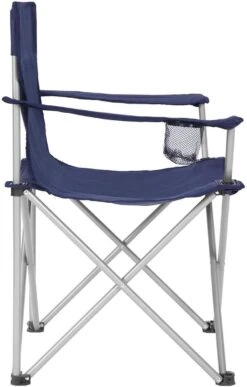 Set Van 2 Opvouwbare Campingstoelen, Klapstoelen Voor Buiten, Comfortabel, Met Armleuningen En Bekerhouders, Stabiel Frame, Draagvermogen 120 Kg - Blauw -Buiten Kampeer Aanbieding 766x1200 1